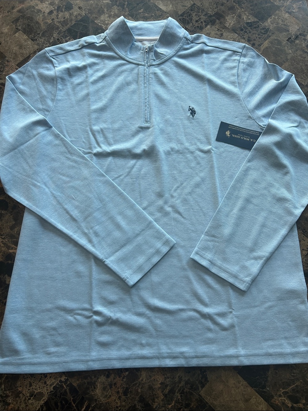 NWT 🆕 U.S. Polo Assn. Light Blue Long Sleeve Quarter-Zip Polo size XL